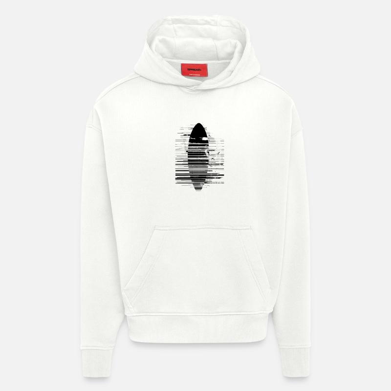 Dessin de planche de surf - Sweat à capuche bio épais oversize fabriqué en UE - OFF WHITE