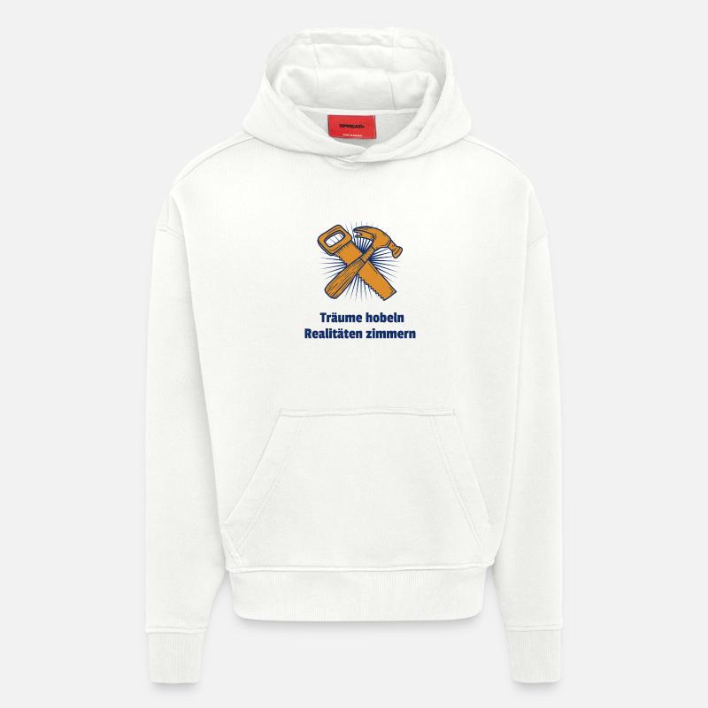Planer des rêves, sculpter des réalités - Sweat à capuche bio épais oversize fabriqué en UE - OFF WHITE