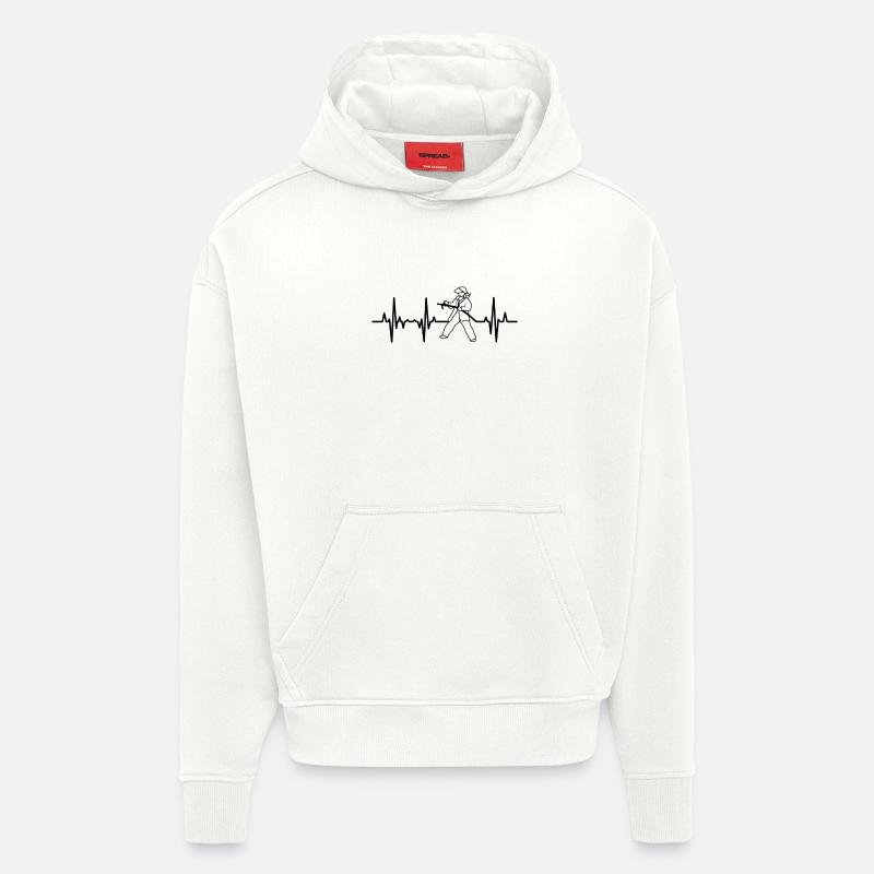 Palpitations cardiaques des pompiers - Sweat à capuche bio épais oversize fabriqué en UE - OFF WHITE