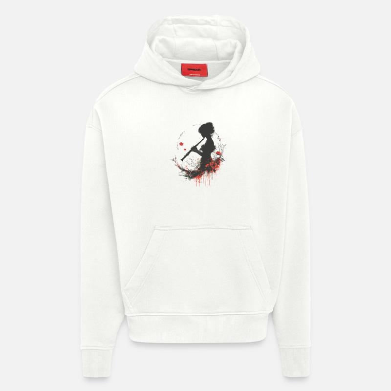 Flötenmädchen - Hoodie- made by SPREAD  - OFF WHITE