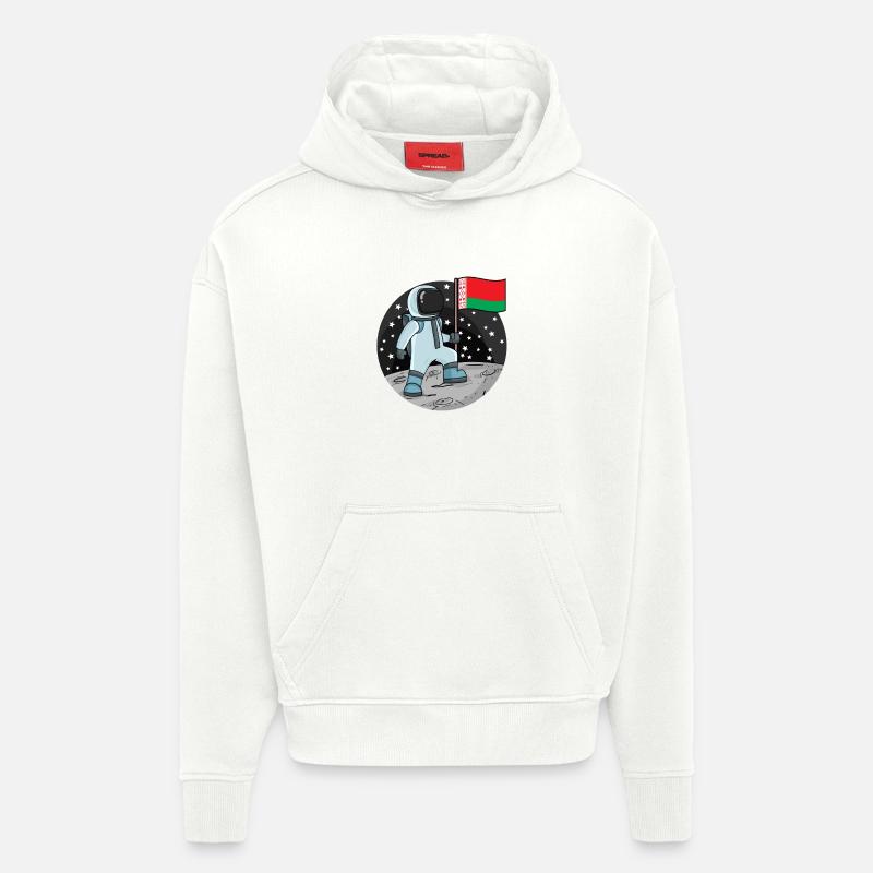 Drapeau astronaute Biélorussie - Sweat à capuche bio épais oversize fabriqué en UE - OFF WHITE