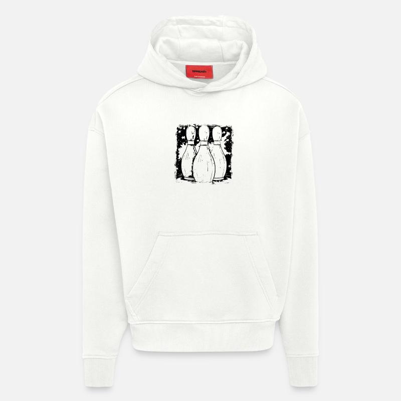 Dessin de quilles de bowling - Sweat à capuche bio épais oversize fabriqué en UE - OFF WHITE