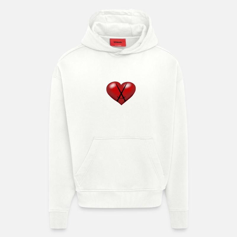 Coeur Coeurs Épées Épée Épéiste - Sweat à capuche bio épais oversize fabriqué en UE - OFF WHITE