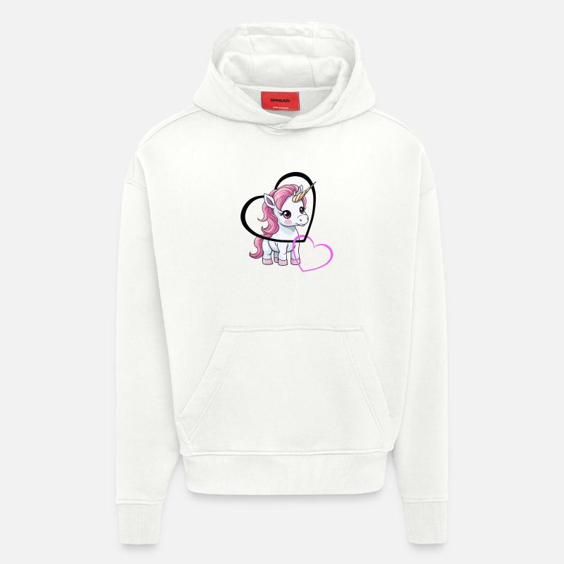 Einhorn Herz Herzen Valentin - Hoodie- made by SPREAD  - OFF WHITE