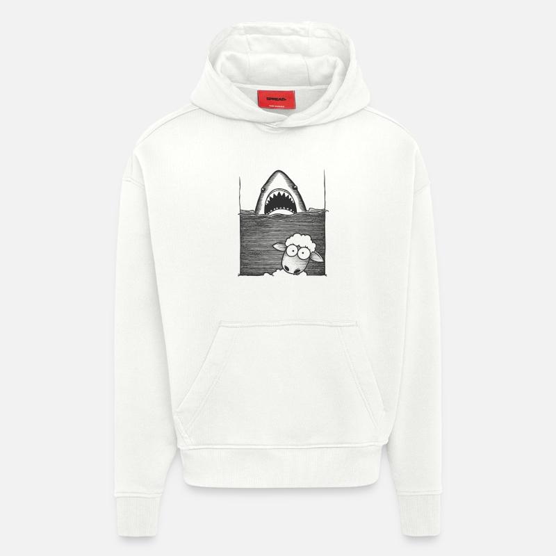 Requin Mouton - Sweat à capuche bio épais oversize fabriqué en UE - OFF WHITE