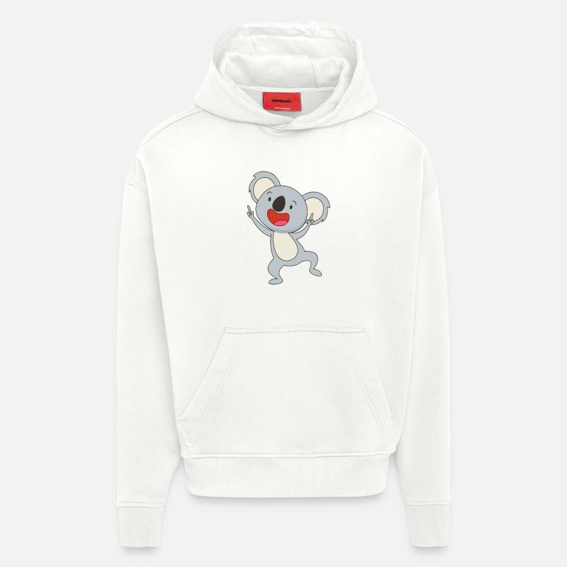 Koala dansant Joy - Sweat à capuche bio épais oversize fabriqué en UE - OFF WHITE
