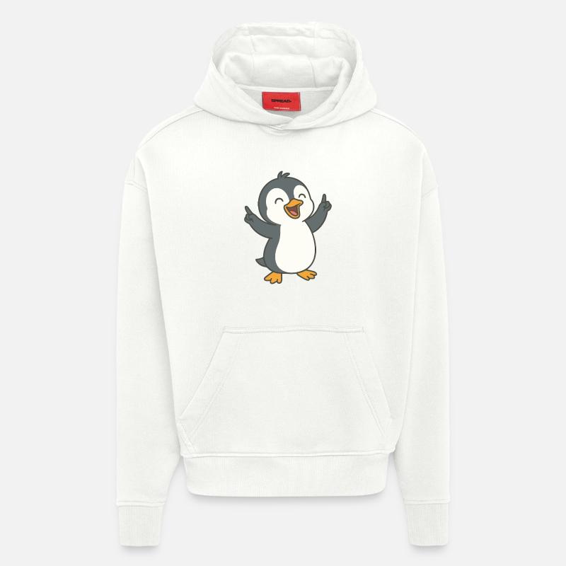 Pingouin dansant - Sweat à capuche bio épais oversize fabriqué en UE - OFF WHITE
