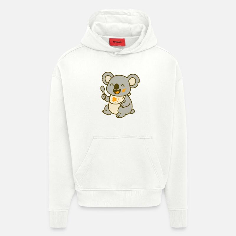 Mignon bébé koala mangeant - Sweat à capuche bio épais oversize fabriqué en UE - OFF WHITE