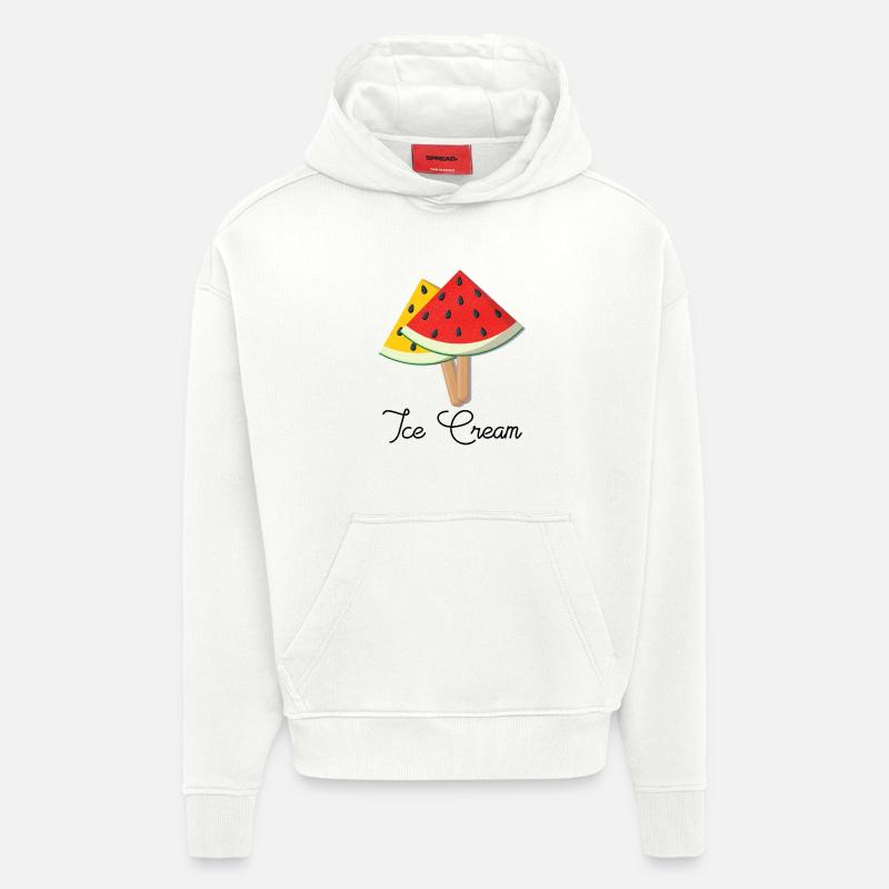 pastèque Glace - Sweat à capuche bio épais oversize fabriqué en UE - OFF WHITE