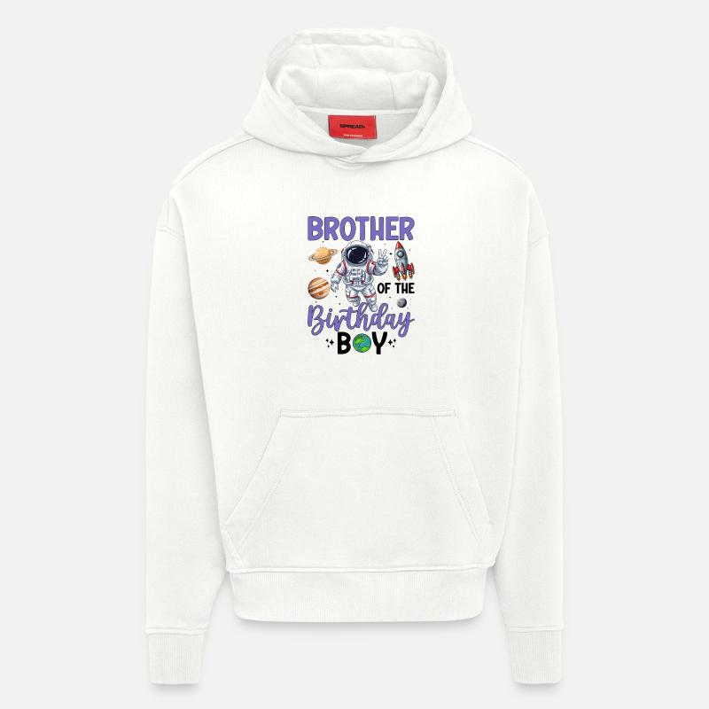 Conception d'anniversaire Space Brother - Sweat à capuche bio épais oversize fabriqué en UE - OFF WHITE