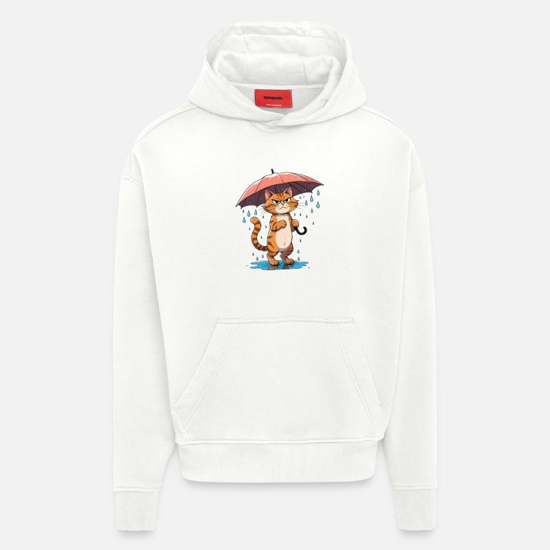 Chatons de résistance sous la pluie - Sweat à capuche bio épais oversize fabriqué en UE - OFF WHITE