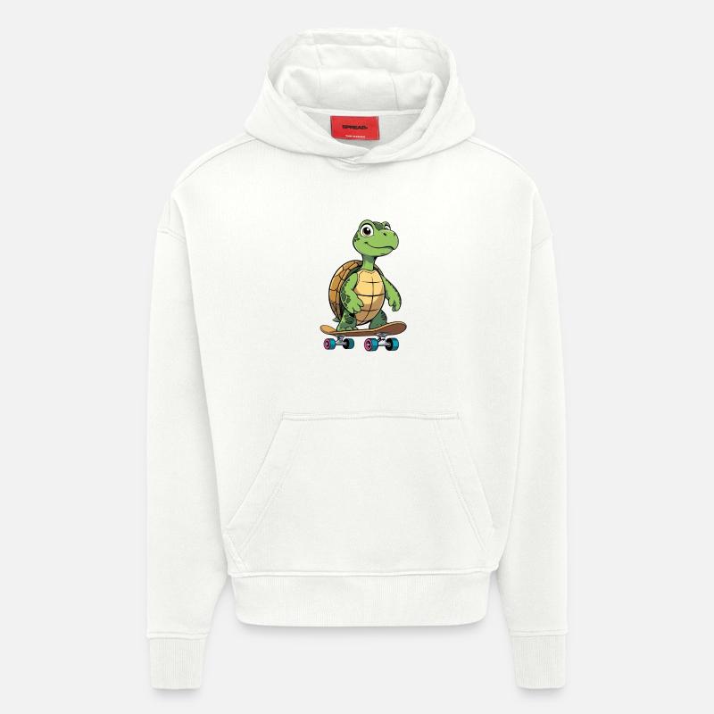 Planche à roulettes Cheeky Turtle - Sweat à capuche bio épais oversize fabriqué en UE - OFF WHITE