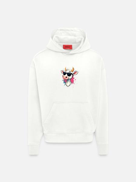 Chilling with sunglasses cow - Hoodie- made by SPREAD  - OFF WHITE