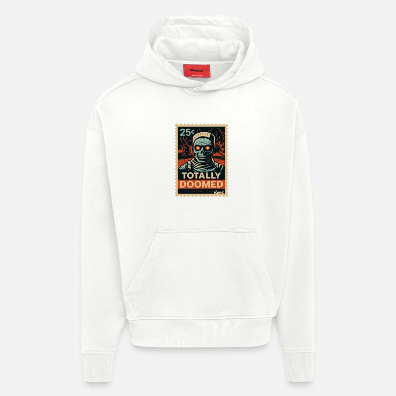 conception d’illustration de crâne apocalyptique - Sweat à capuche bio épais oversize fabriqué en UE - OFF WHITE