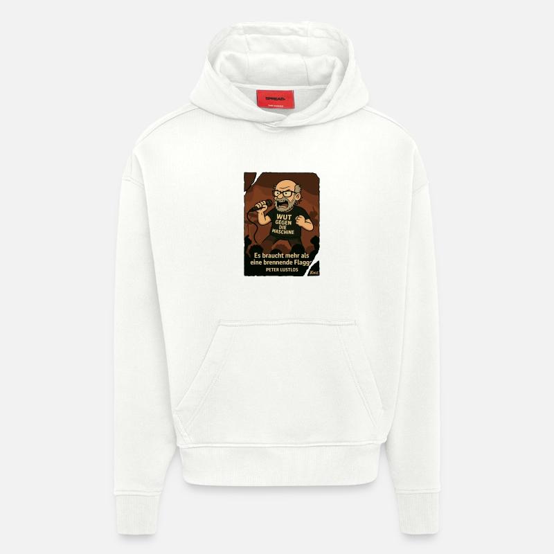 Protestierender Peter Lustlos mit Mikrofon - Hoodie- made by SPREAD  - OFF WHITE