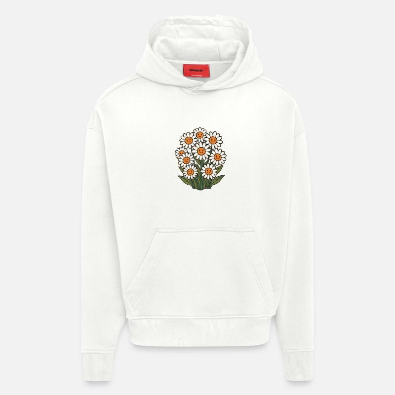Fröhliche Blumen mit Smileys - Hoodie- made by SPREAD  - OFF WHITE