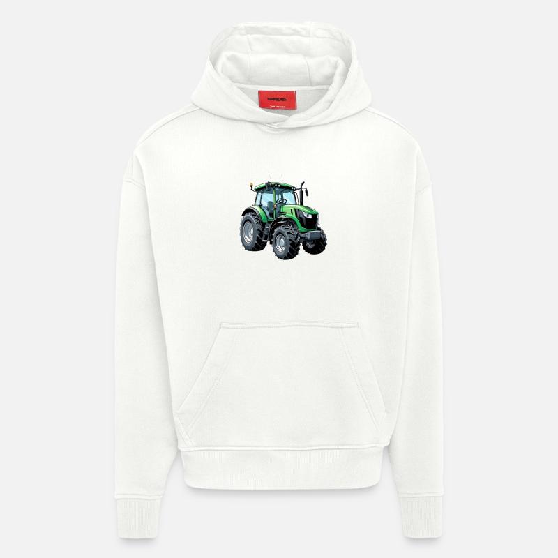 Grüner Traktor mit moderner Ästhetik - Hoodie- made by SPREAD  - OFF WHITE
