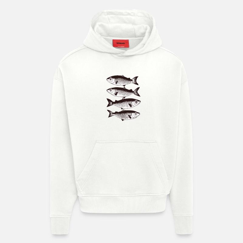Stylised Fish Pattern  - Hoodie- made by SPREAD  - OFF WHITE
