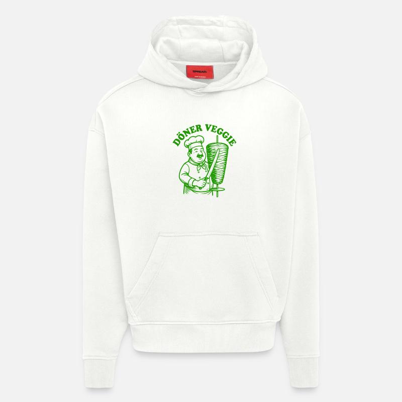 Döner Veggie - Restauration rapide - Spruch - Sweat à capuche bio épais oversize fabriqué en UE - OFF WHITE
