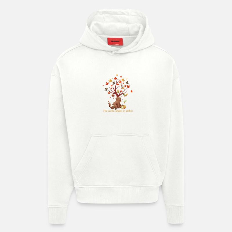 Waldtiere mit Herbstbaum und Spruch - Hoodie- made by SPREAD  - OFF WHITE