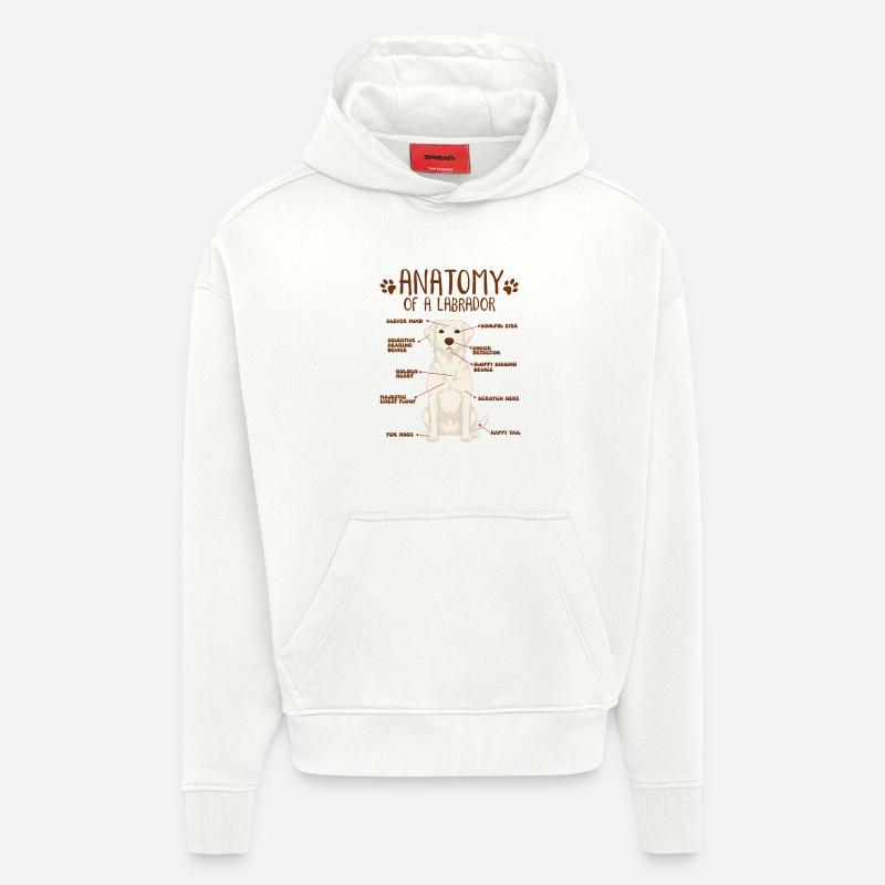 Anatomie d’un labrador blanc - Sweat à capuche bio épais oversize fabriqué en UE - OFF WHITE