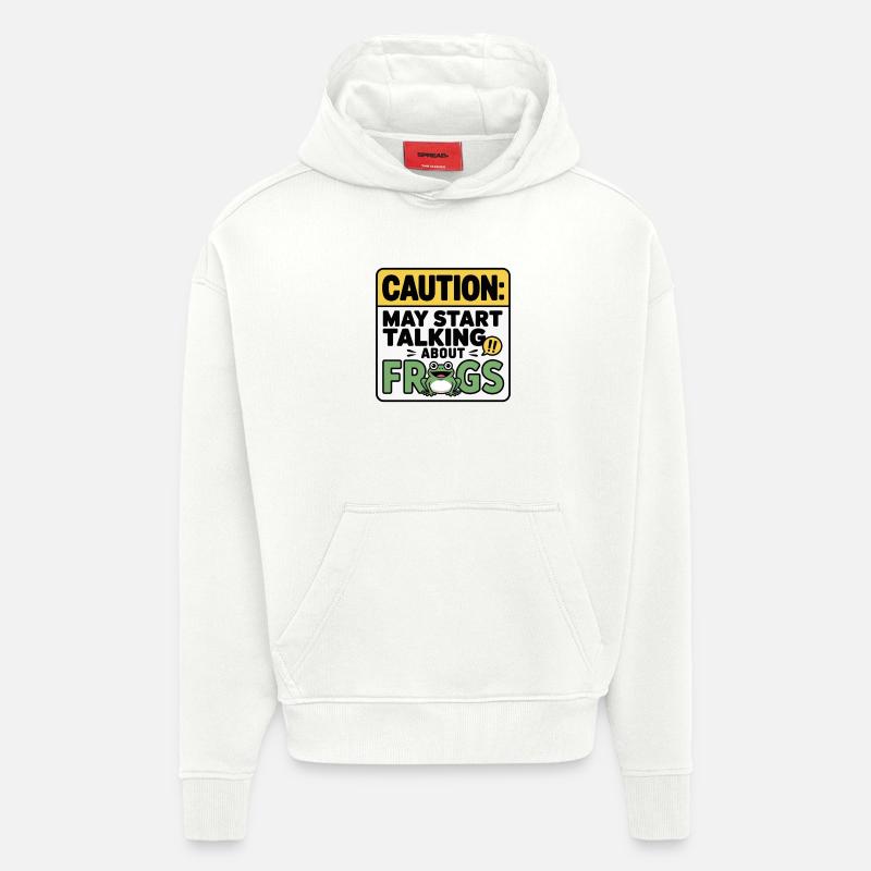 Attention : Conversations sur les grenouilles - Sweat à capuche bio épais oversize fabriqué en UE - OFF WHITE