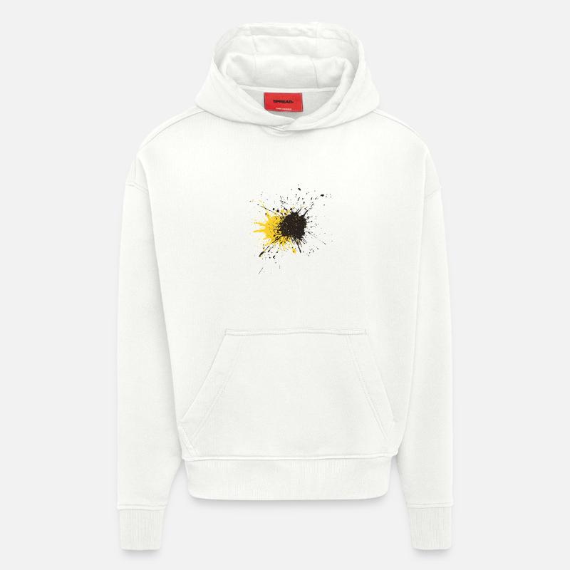 Art Splash Jaune Noir Splash - Sweat à capuche bio épais oversize fabriqué en UE - OFF WHITE