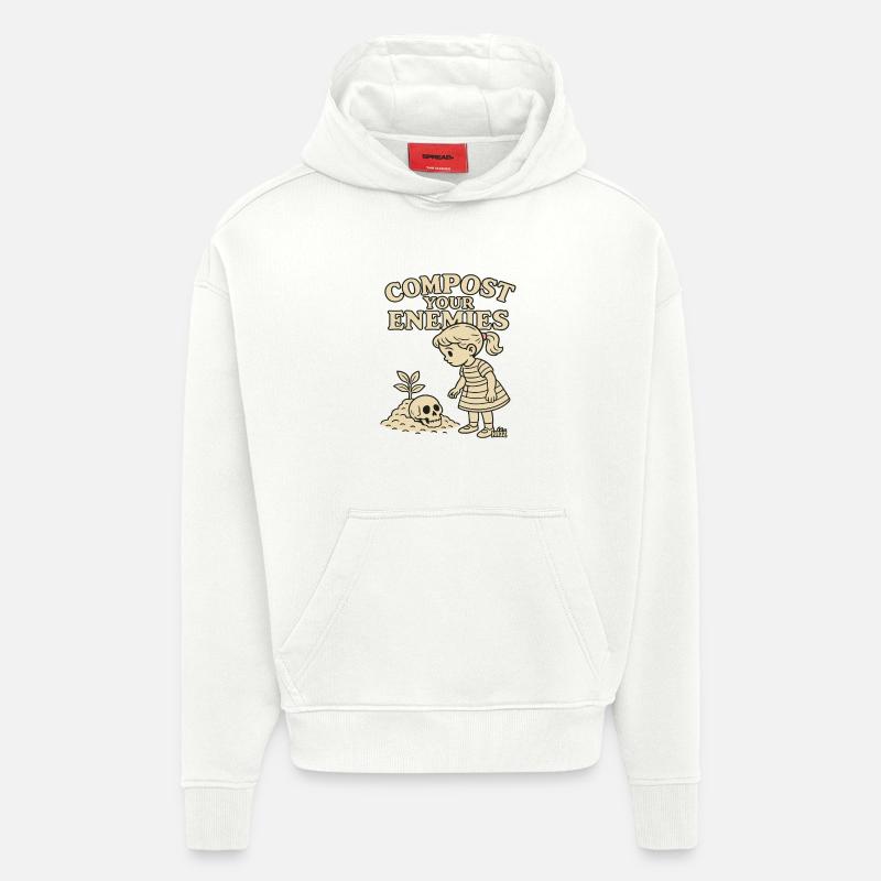 Compostez vos ennemis - Sweat à capuche bio épais oversize fabriqué en UE - OFF WHITE