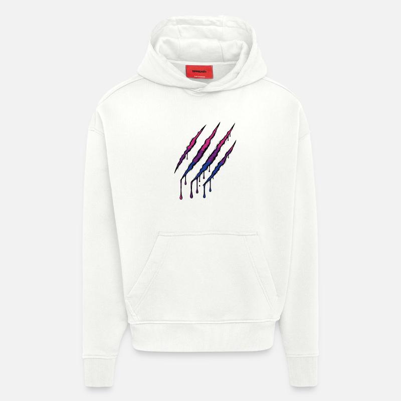 Bi Pride Claw - Drapeau bisexuel Griffe - Sweat à capuche bio épais oversize fabriqué en UE - OFF WHITE