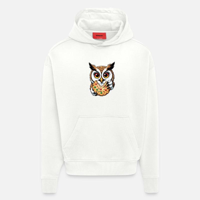 Eule mit grossem Keks Illustration - Hoodie- made by SPREAD  - OFF WHITE