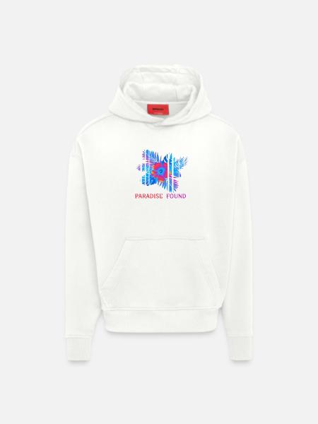 Hibiscus Neon Paradise Found - Hoodie- made by SPREAD - OFF WHITE