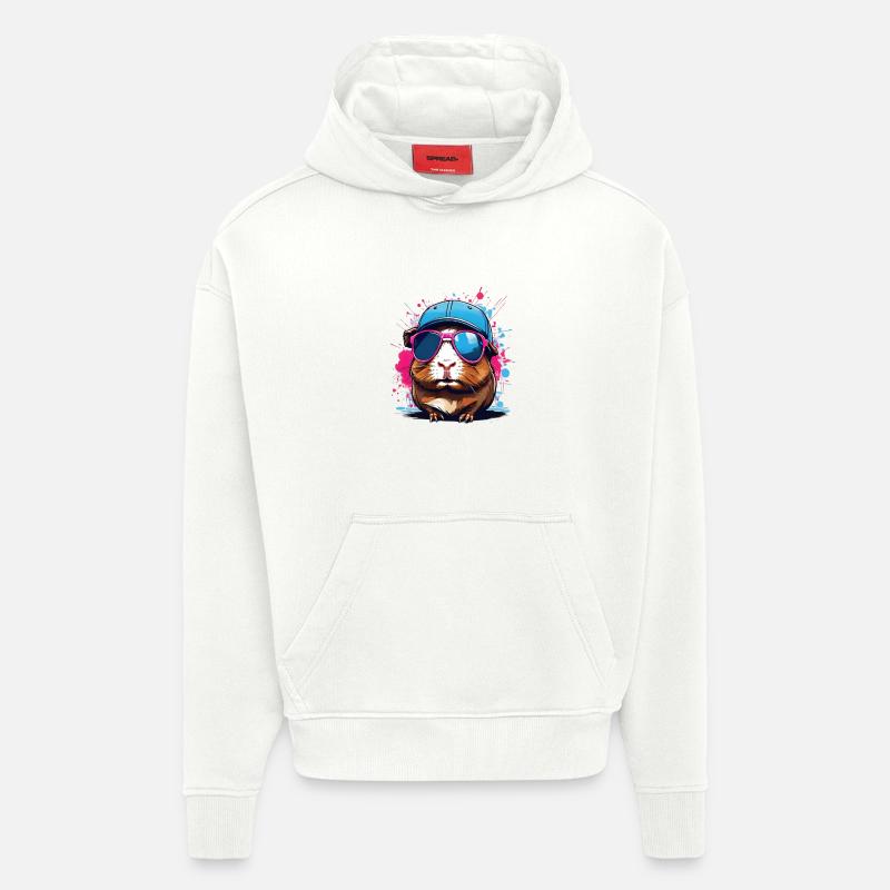 Lunettes de soleil cochon d’Inde - Sweat à capuche bio épais oversize fabriqué en UE - OFF WHITE