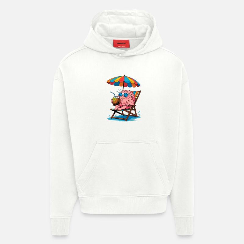 Brain on the beach with cocktail - Hoodie- made by SPREAD  - OFF WHITE