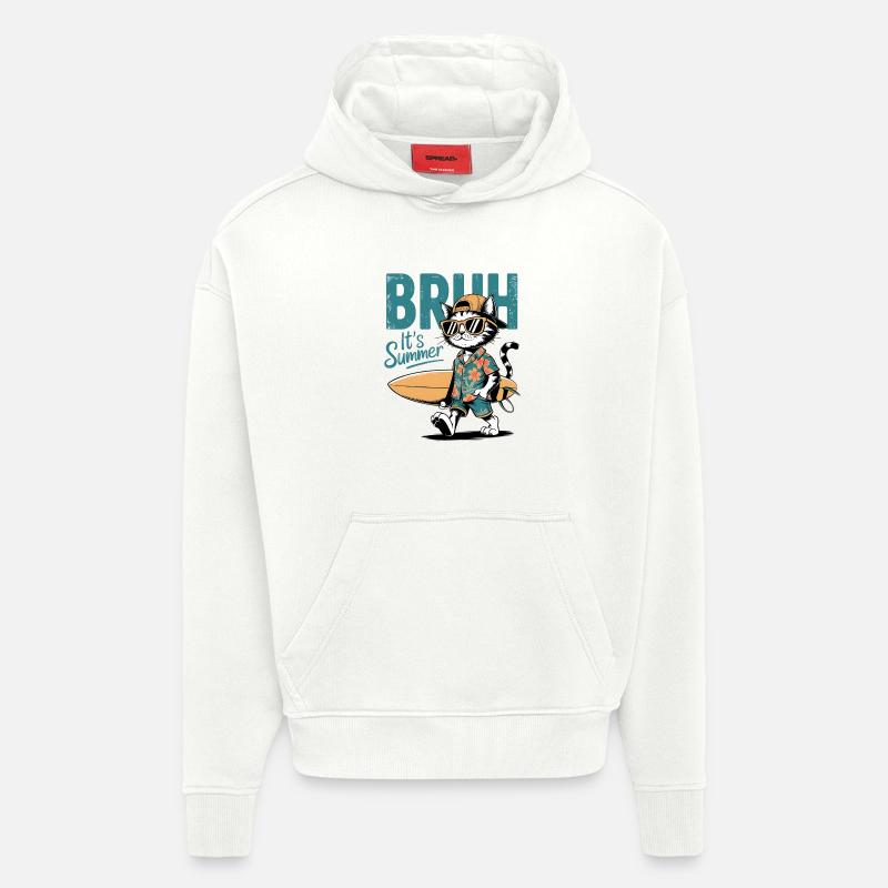 Surfer Katze mit Surfbrett - Hoodie- made by SPREAD  - OFF WHITE