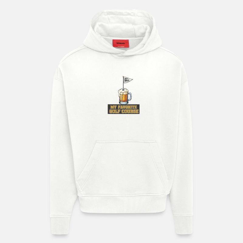 Ma bière de golf préférée - Sweat à capuche bio épais oversize fabriqué en UE - OFF WHITE