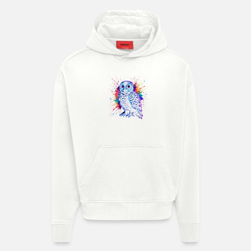Neon Eule Farb-Splash Kunst Shirt - Hoodie- made by SPREAD  - OFF WHITE