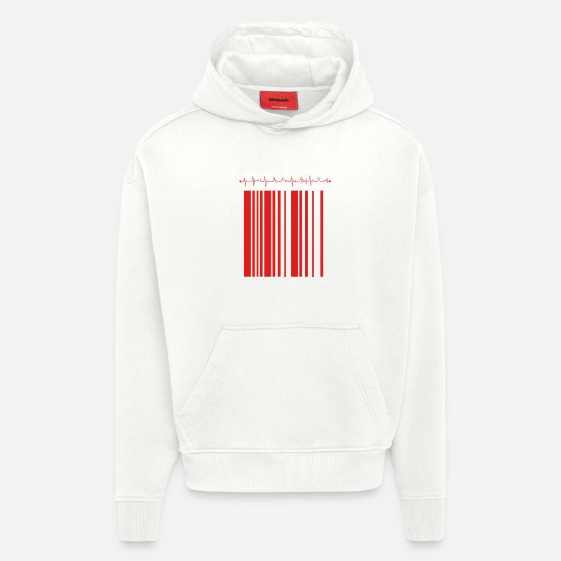 Rayure d’urgence contrastée - Sweat à capuche bio épais oversize fabriqué en UE - OFF WHITE