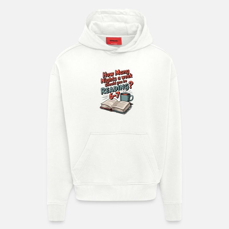 Motivation lecture 6-7 nuits fleurs rétro - Sweat à capuche bio épais oversize fabriqué en UE - OFF WHITE