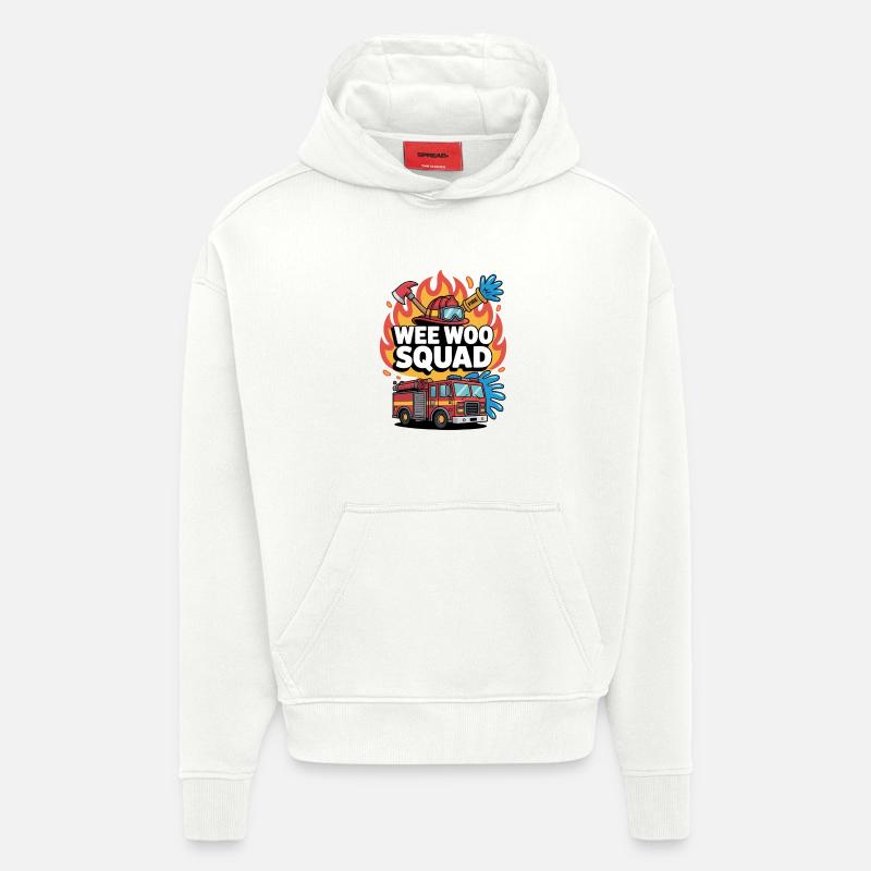 Pompier de l’escouade Wee Woo - Sweat à capuche bio épais oversize fabriqué en UE - OFF WHITE