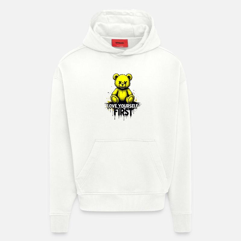 Love Yourself First Teddybär Graffiti - Hoodie- made by SPREAD  - OFF WHITE