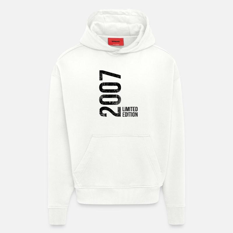 19e anniversaire 2007 vintage rétro - Sweat à capuche bio épais oversize fabriqué en UE - OFF WHITE