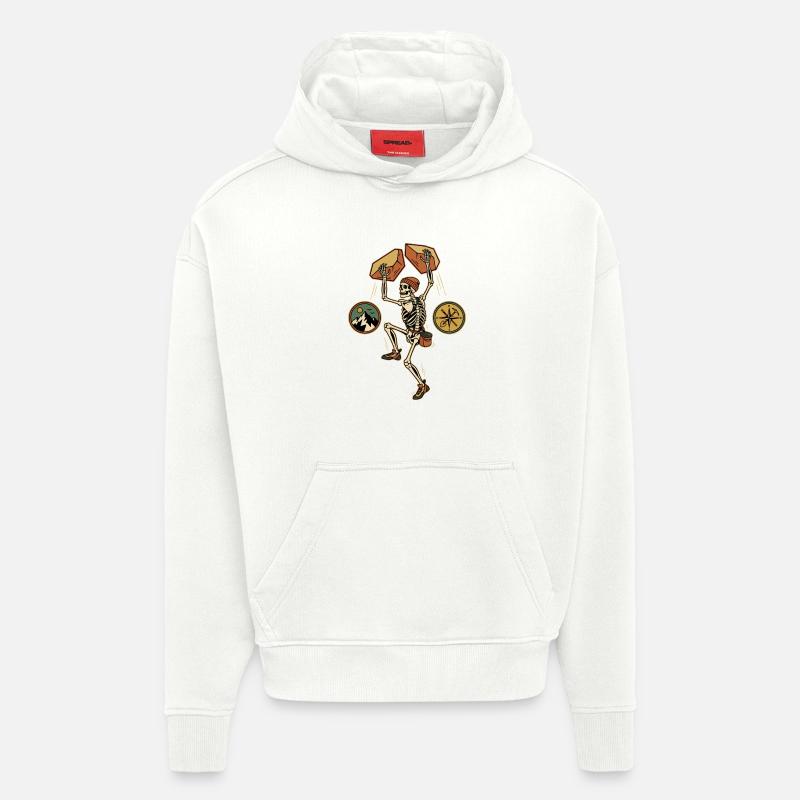 Skeleton Climber Adventure Mountains Kompass - Hoodie- made by SPREAD  - OFF WHITE
