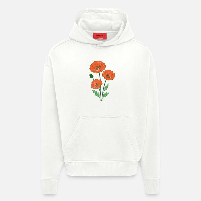 Orange Mohnblumen botanische Illustration - Hoodie- made by SPREAD  - OFF WHITE