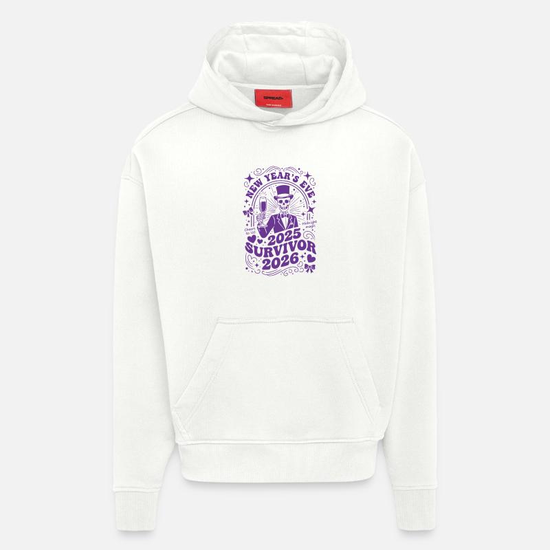 Silvester 2025 Überlebender 2026 Mitternachtsmagie - Hoodie- made by SPREAD - OFF WHITE
