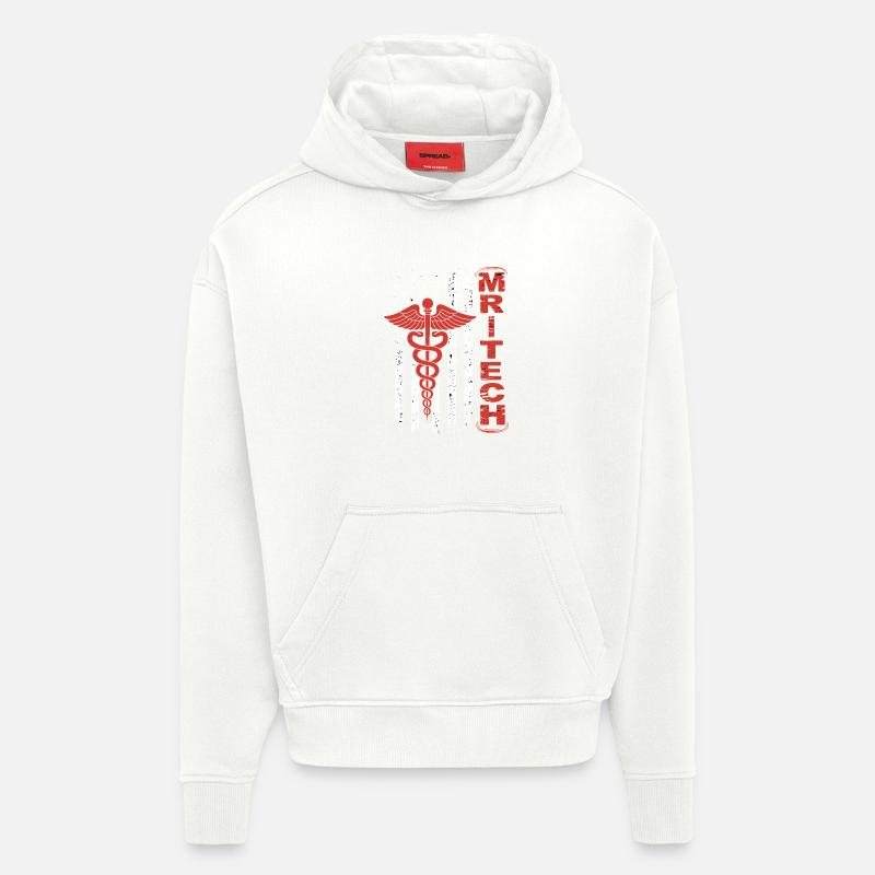 Drapeau Caducée rouge de MedTech - Sweat à capuche bio épais oversize fabriqué en UE - OFF WHITE