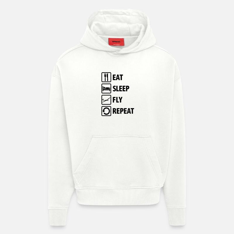 Mange, Dors, Vole, Répéter - Planeur - Sweat à capuche bio épais oversize fabriqué en UE - OFF WHITE