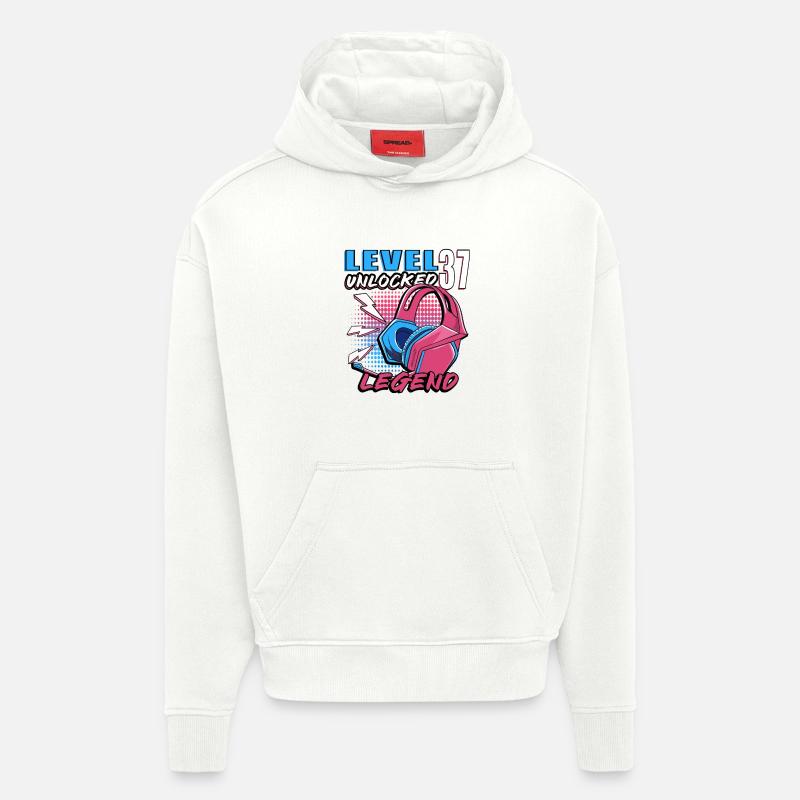 Casque néon Legend niveau 37 - Sweat à capuche bio épais oversize fabriqué en UE - OFF WHITE
