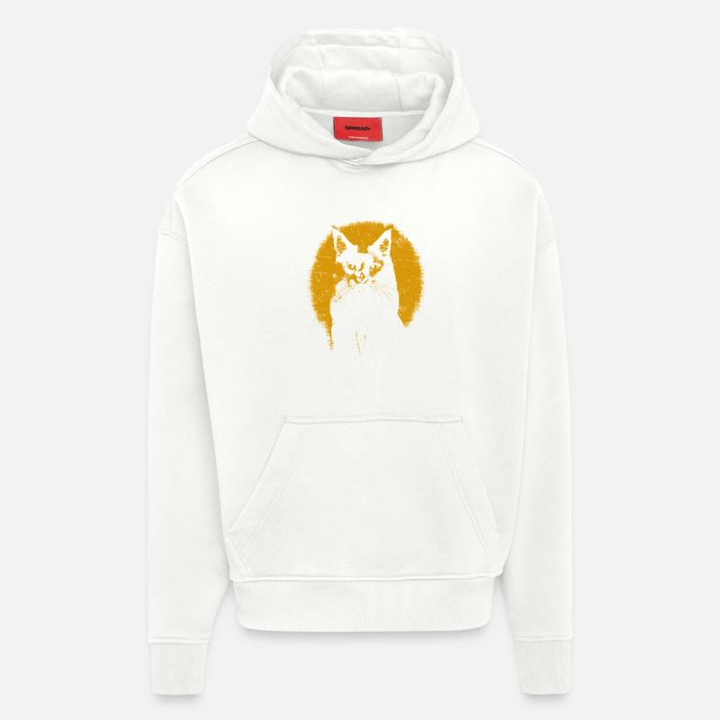 Chat silhouette  - Sweat à capuche bio épais oversize fabriqué en UE - OFF WHITE