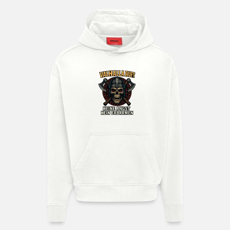Valhalla appelle guerrier, viking dit chemise - Sweat à capuche bio épais oversize fabriqué en UE - OFF WHITE