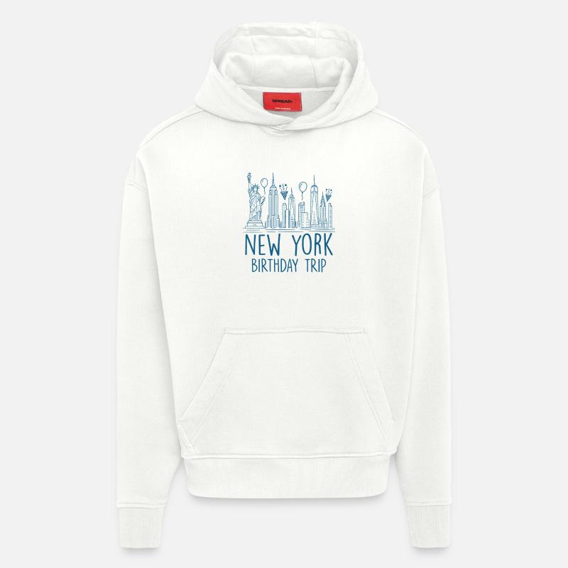 Voyage d’anniversaire à New York - Sweat à capuche bio épais oversize fabriqué en UE - OFF WHITE